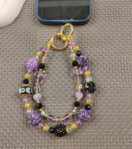 (LL) Full Diamond Mobile Phone Chain Backpack Pendant Ornament Anti-lost Chain Back Clip Short Chain Double Chain Rich Woman Chain