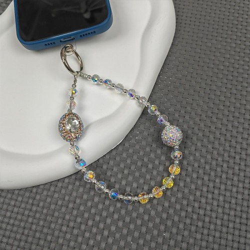 （LL）Full diamond mobile phone chain textured rhinestone crystal chain beaded mobile phone lanyard accessories wrist chain anti-lost female rope ins style