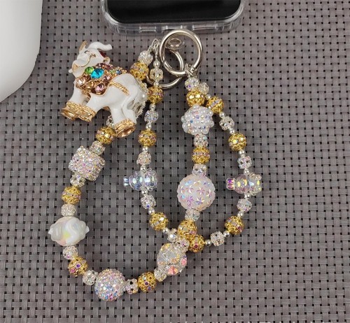 （LL）Diamond ball crystal light luxury necklace set mobile phone chain selected beaded chain bag extension chain pendant