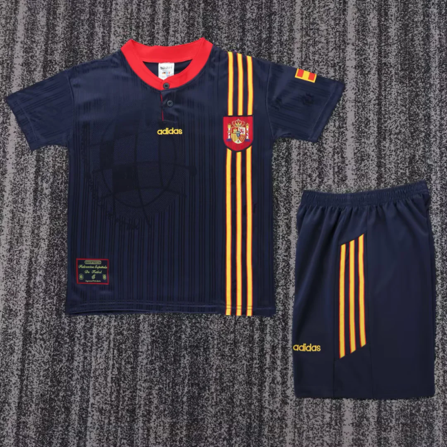 Retro 1996 Spain away soccer jersey kids kit 