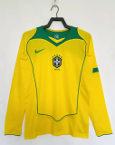 Retro 2004 Brazil home long sleeves soccer jersey