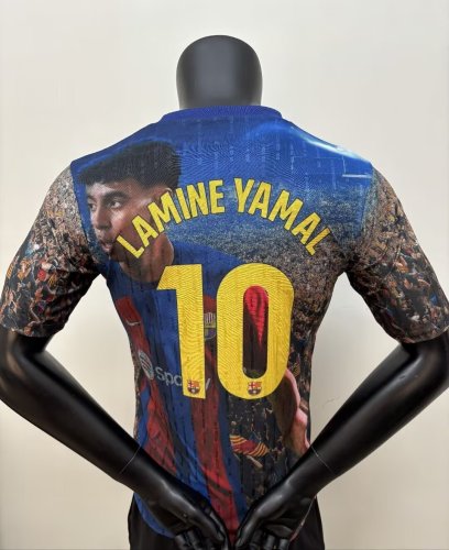 Barcelona 2025-26 Special Player Version Soccer Jersey LAMINE YAMAL No. 10 (The player version is more slim fit, it is recommended to buy one size larger)