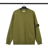 ^^STONE ISLAND 25FW Long-Sleeve Badge Crew Neck Pullover Sweater Basic Style Loose Fit Drop Shoulder Couple Style Unisex