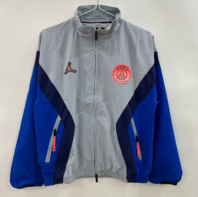 2025-26 Paris Saint-Germain Jordan light grey Windbreaker Jacket