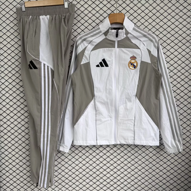 2025-26 Real Madrid white grey Windbreaker Jacket set