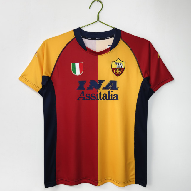 Retro 2000-01 Roma home soccer jersey