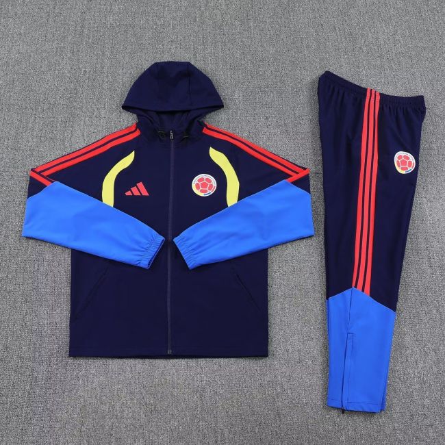 Colombia 2026 dark blue windbreaker tracksuit with caps