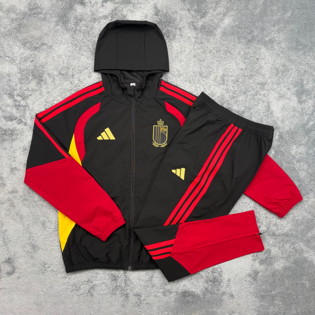 Belgium 2026 black windbreaker tracksuit with caps