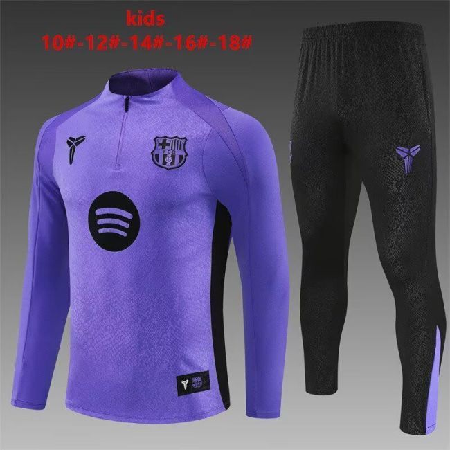 Barcelona 2025-26 purple half-zip kids' kit