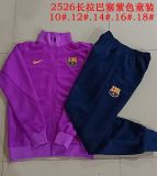 Barcelona 2025-26 purple long-sleeved zip-up kids' kit