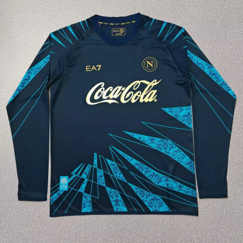 Naples 2025-26 navy blue pre-match uniform long sleeves 