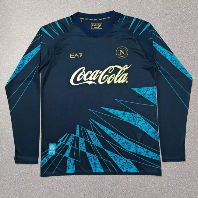 Naples 2025-26 navy blue pre-match uniform long sleeves 