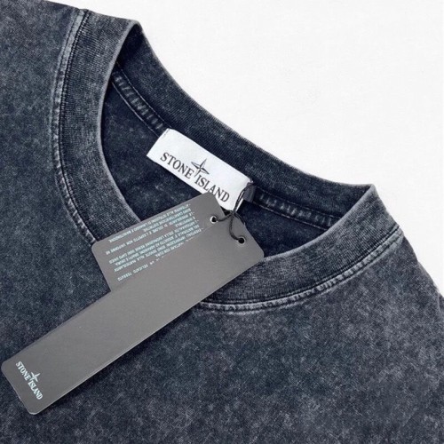 ^^Stone Island Summer New Distressed Washed Short-Sleeve T-Shirt with Large Compass on the Chest