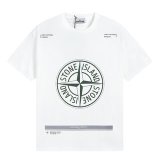 ^^Stone Island Summer New Style Short-Sleeve T-Shirt with Green Compass Print on the Chest