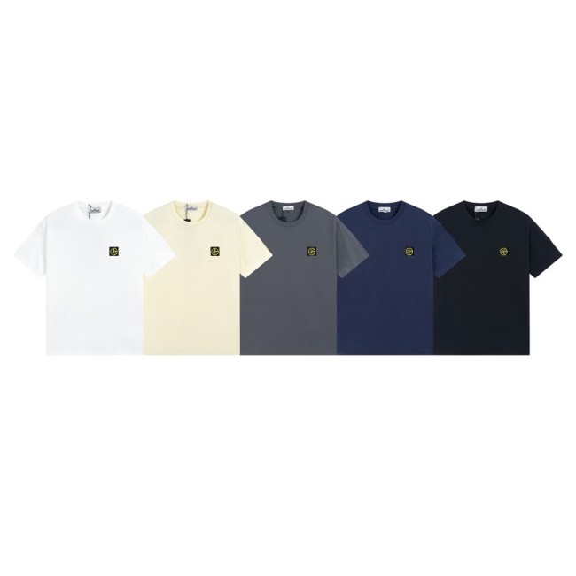 ^^Stone Island Embroidered Badge Round Neck Drop Shoulder Short Sleeve T-Shirt
