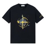 ^^Stone Island Summer New Style Short-Sleeve T-Shirt with Flame Compass Print on the Chest