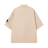 Stone Island 2026EV Organic Cotton Distressed Wash Loose Short-Sleeve Shirt/T-Shirt