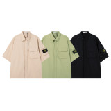Stone Island 2026EV Organic Cotton Distressed Wash Loose Short-Sleeve Shirt/T-Shirt