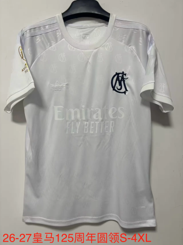 Mens Real Madrid 2026-27 125th Anniversary Round NeckJersey S-4XL