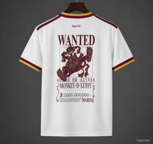 Mens Spain x One Piece 2026 World Cup Away Special Printing Jersey S-4XL