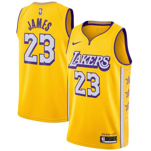 19-20 Lakers Yellow V-Neck Hot Pressed Jersey