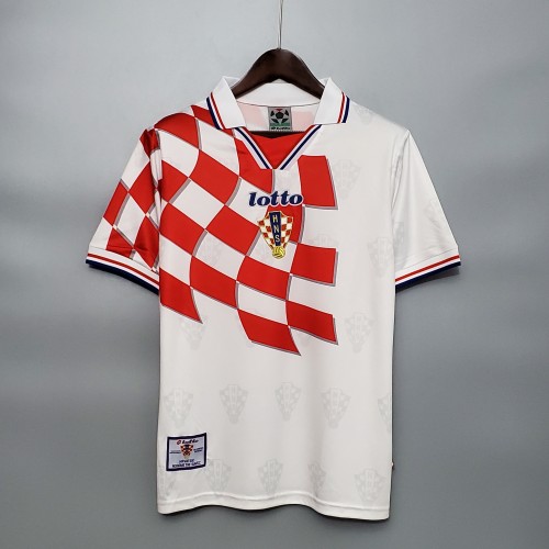 1998 Croiata Home White Retro Jersey/1998克罗地亚主场