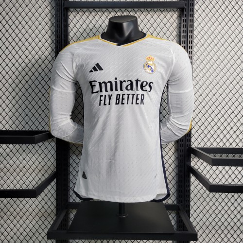 23-24 Real Madrid Home Player Long Sleeve Jersey/23-24皇马主场球员版长袖