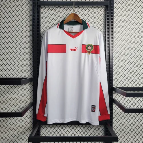 1998 Morocco Away White Long Sleeve Retro Jersey/1998 摩洛哥客场长袖