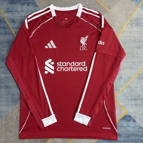 25-26 Liverpool Home Long Sleeve Fans Jersey/25-26利物浦主场球迷长袖