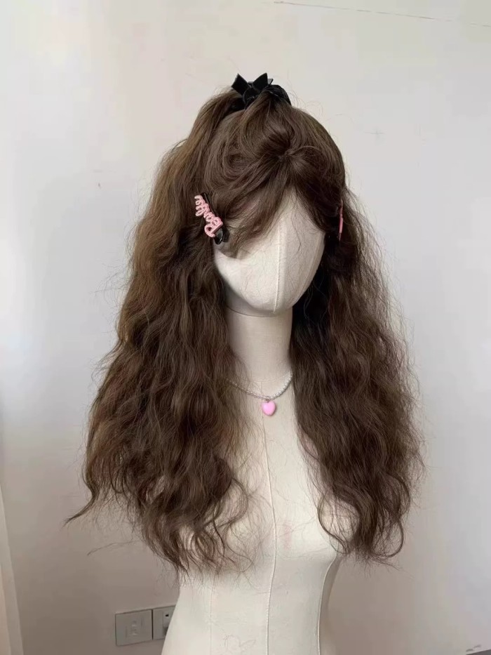 Long curly brown hair