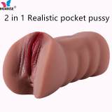 Pocket Pussy Male Masturbator Adult Sex Toys for Men with 3D Realistic Vagina and Tight Anal Sex Blowjob Stroker, Portable Flesh Light Sex Doll Male Sex Toys for Men Masturbation Pleasure PLUS FREE Water Based Lube