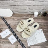 Dior Designer autumn and winter CD buckle plush slippers