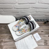 Dior Designer Sandals leather DWAY SLIDE Embroidered Cotton