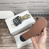 Dior Designer Sandals leather DWAY SLIDE Embroidered Cotton
