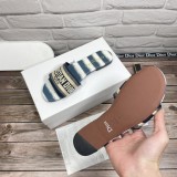 Dior Designer Sandals leather DWAY SLIDE Embroidered Cotton