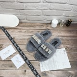 Dior Designer autumn and winter CD buckle plush slippers