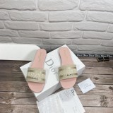 Dior Designer Sandals leather DWAY SLIDE Embroidered Cotton