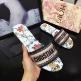 Dior Designer Sandals leather DWAY SLIDE Embroidered Cotton