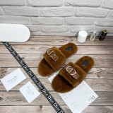 Dior Designer autumn and winter CD buckle plush slippers