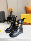 Fendi Graphy Series Martin Boots Letter Lace Mid-calf Boots