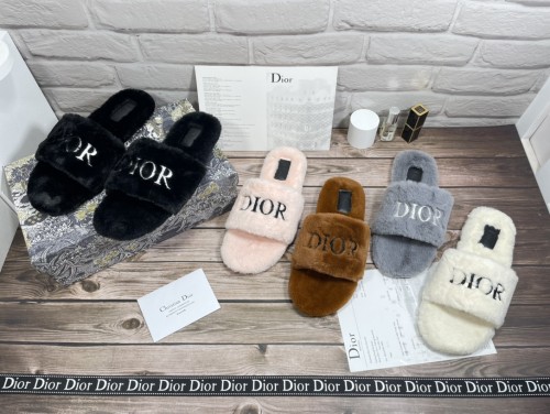 Dior Designer autumn and winter fur slippers