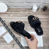 Dior Designer autumn and winter CD buckle plush slippers