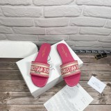 Dior Designer Sandals leather DWAY SLIDE Embroidered Cotton