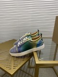 Christian Louboutin couple casual sneakers Rivet sports casual shoes couple style red bottom shoes