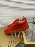 Christian Louboutin couple casual sneakers Rivet sports casual shoes couple style red bottom shoes