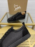 Christian Louboutin couple casual sneakers Rivet sports casual shoes couple style red bottom shoes