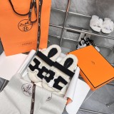 Hermes Velcro plush slippers