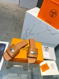 Hermes Silver Buckle Flat Slipper H Sandals