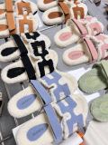 Hermes Velcro plush slippers