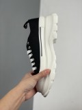 Alexander McQueen couple sports small white shoes thick bottom increased flash tail smooth leather flat shoes casual shoes